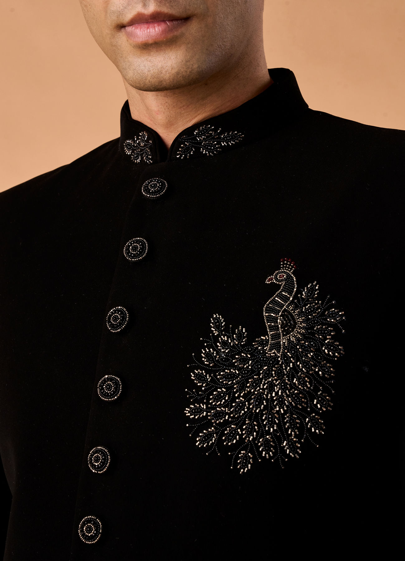 Manyavar Men Elegant Black Charm Indo Western