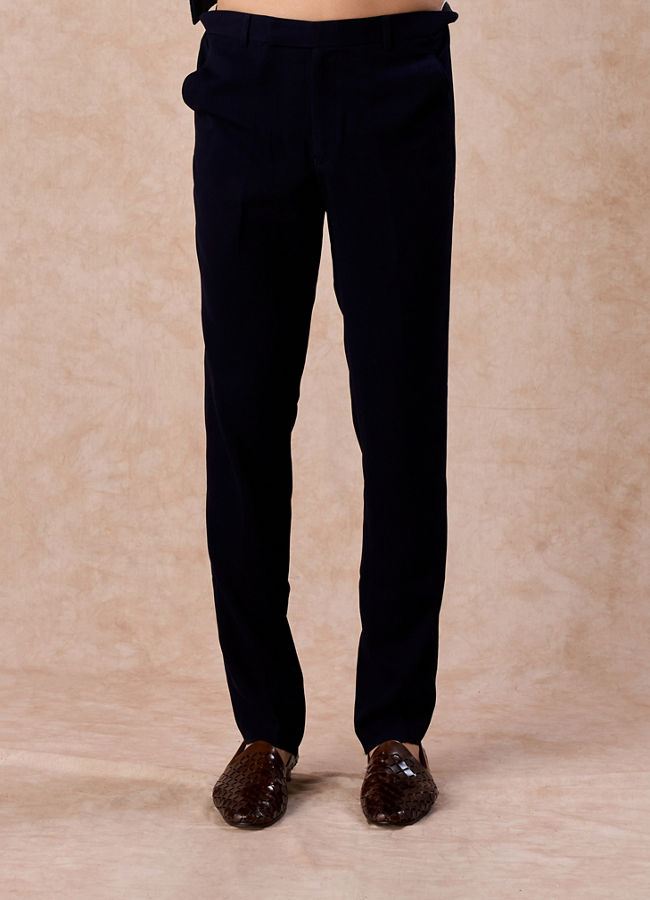 Manyavar Men Majestic Blue Velvet Royal Indo Western