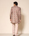 Manyavar Men Beige Silk Printed Indo-Western Set with Pant