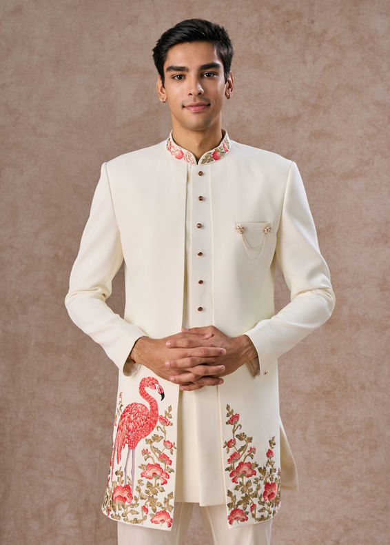 Manyavar Men Opulent Cream Festivity Indo Western