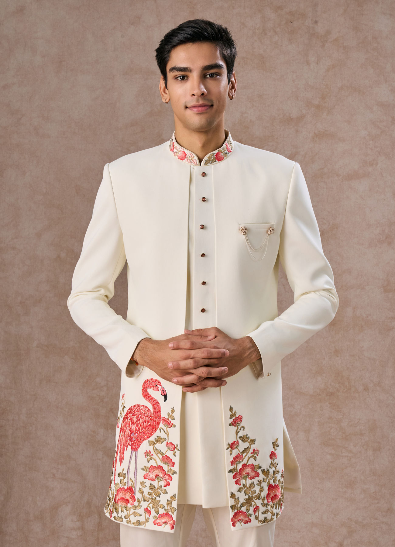 Manyavar Men Opulent Cream Festivity Indo Western