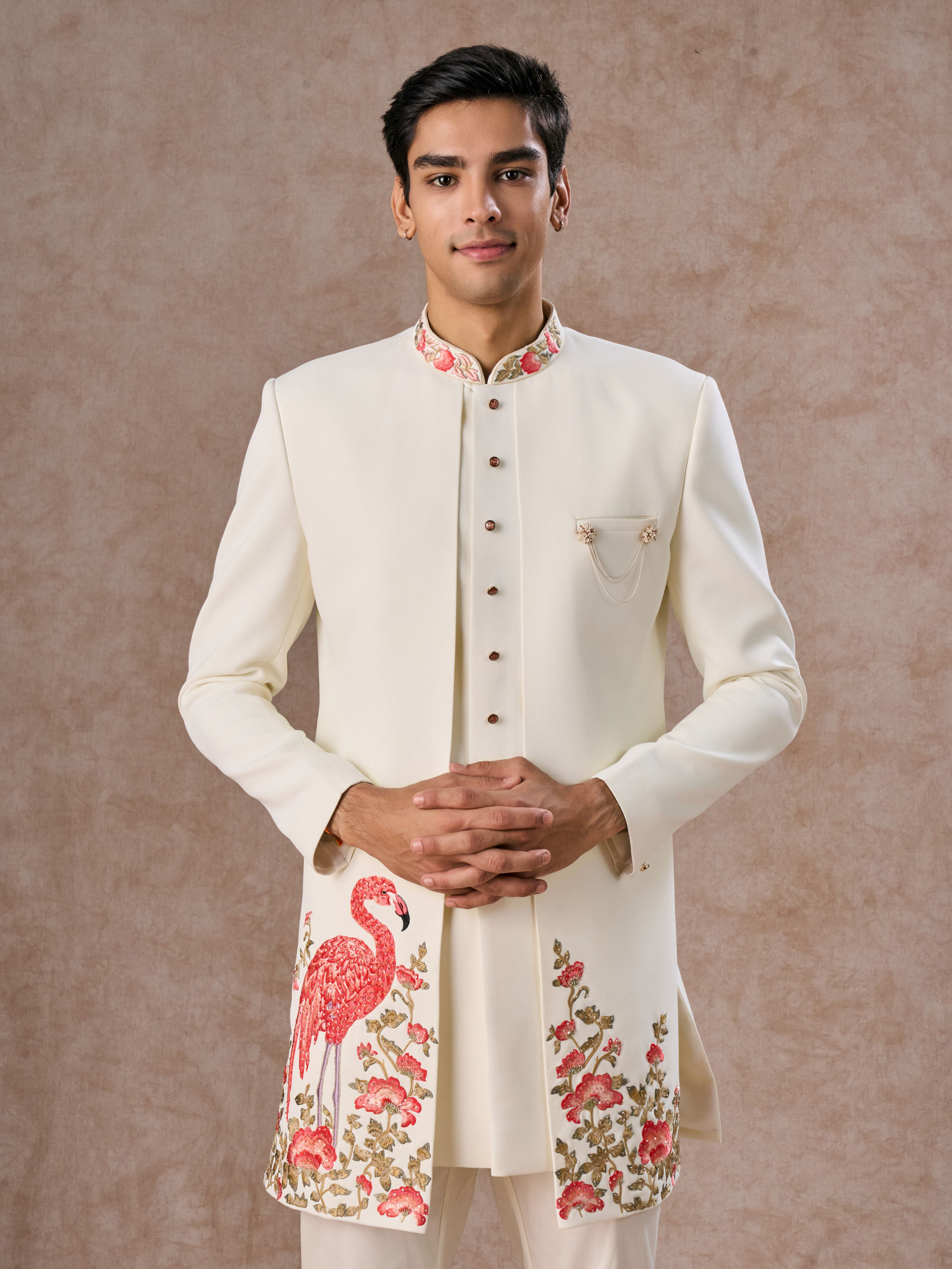 Manyavar Men Opulent Cream Festivity Indo Western