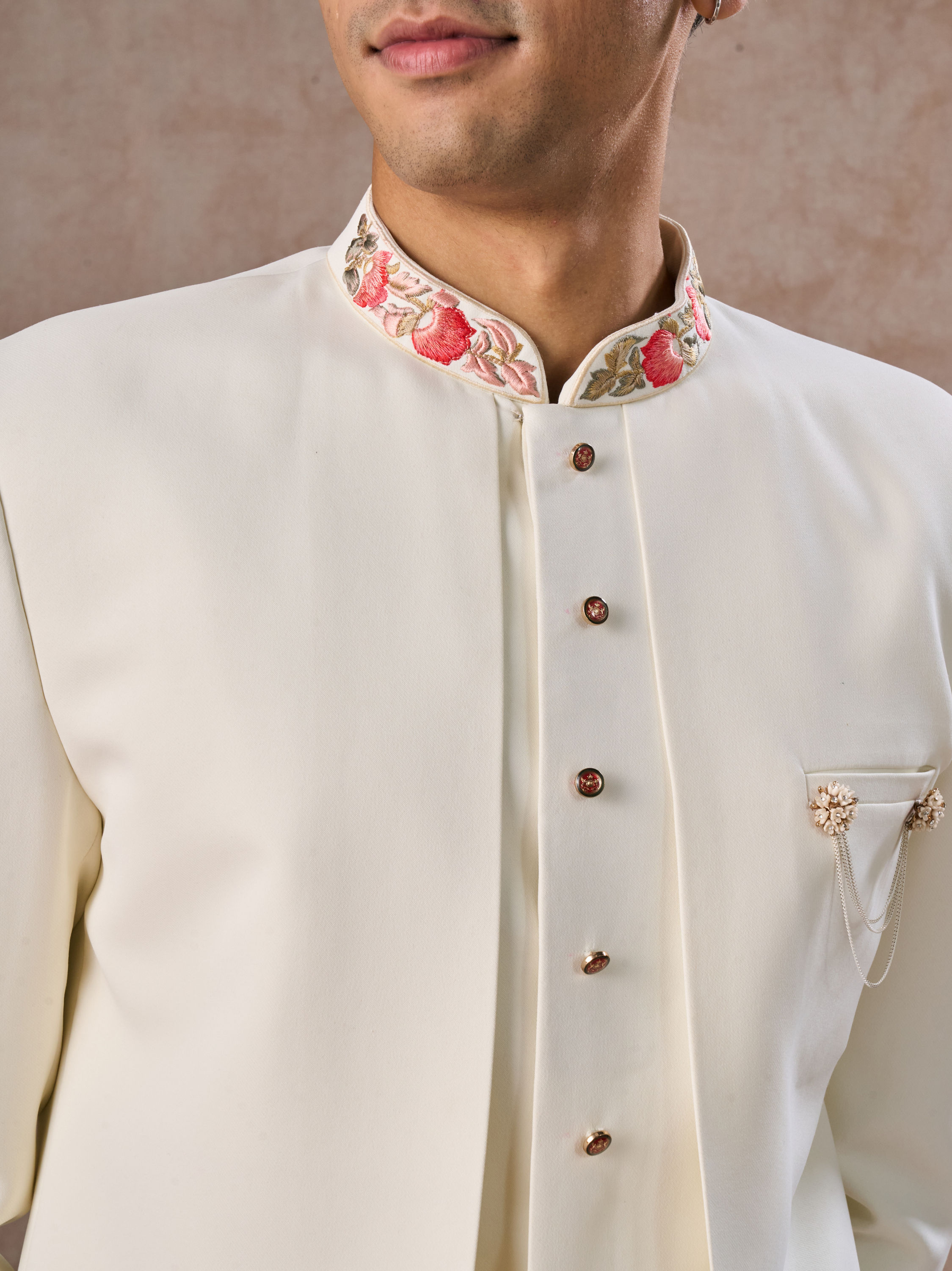 Manyavar Men Opulent Cream Festivity Indo Western