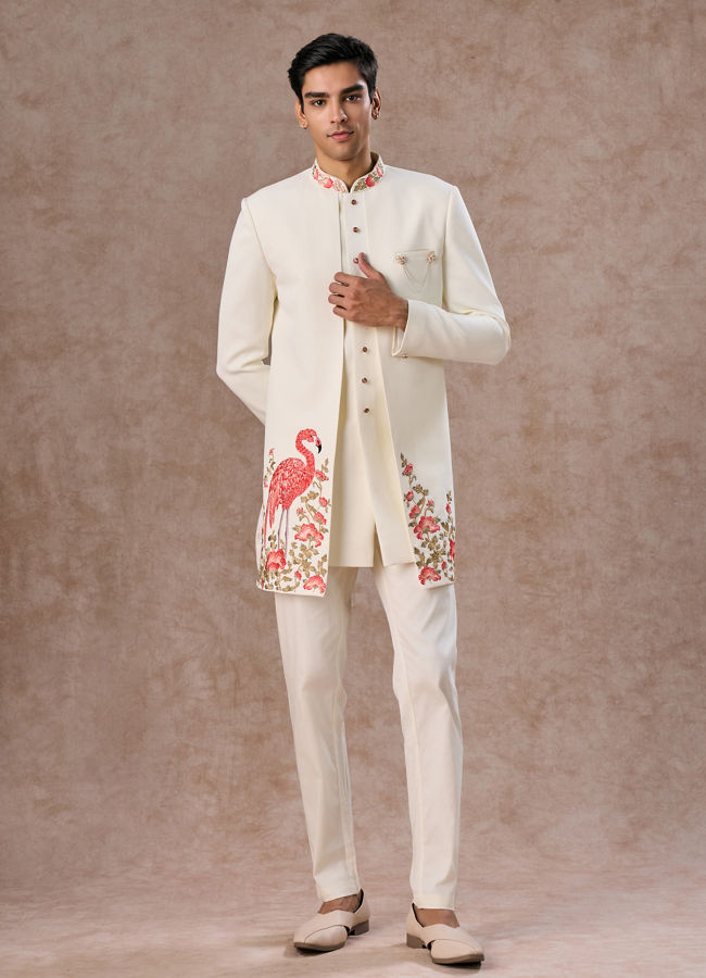 Manyavar Men Opulent Cream Festivity Indo Western