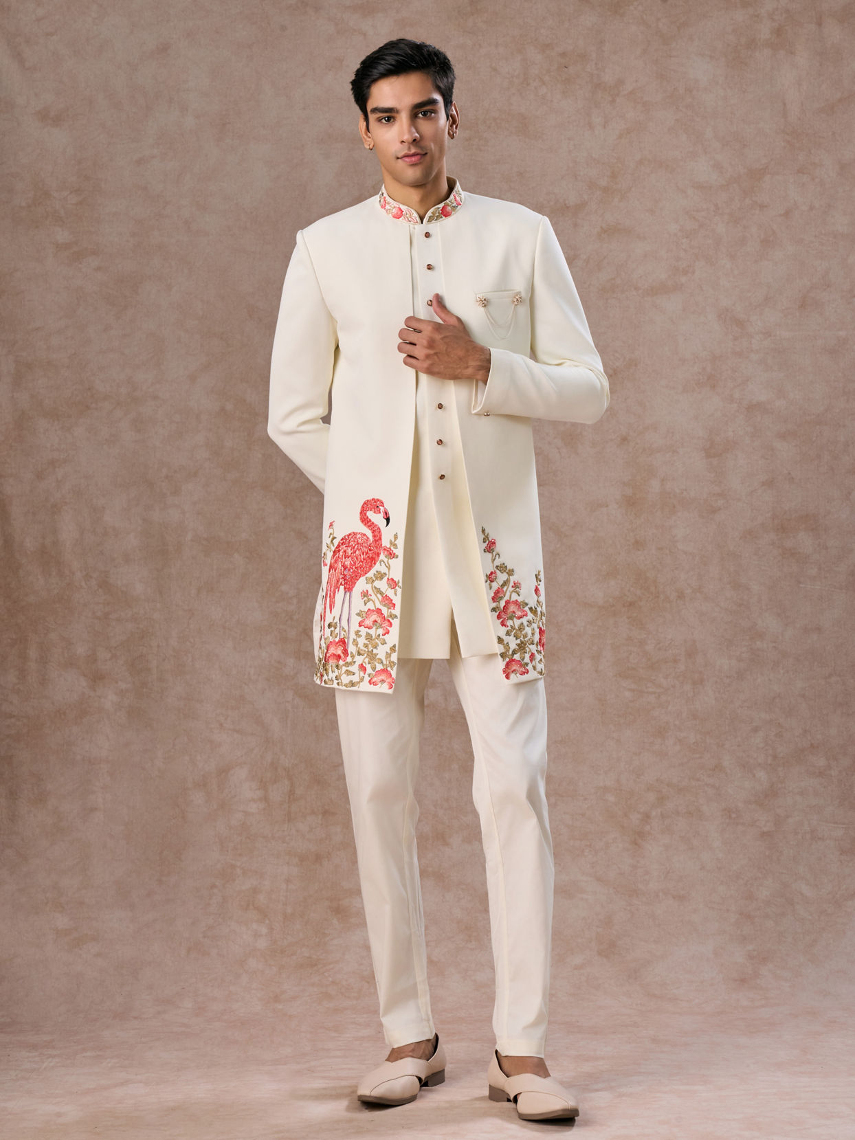 Manyavar Men Opulent Cream Festivity Indo Western