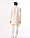 Manyavar Men Cream Colored Rayon Indo Western Ensemble