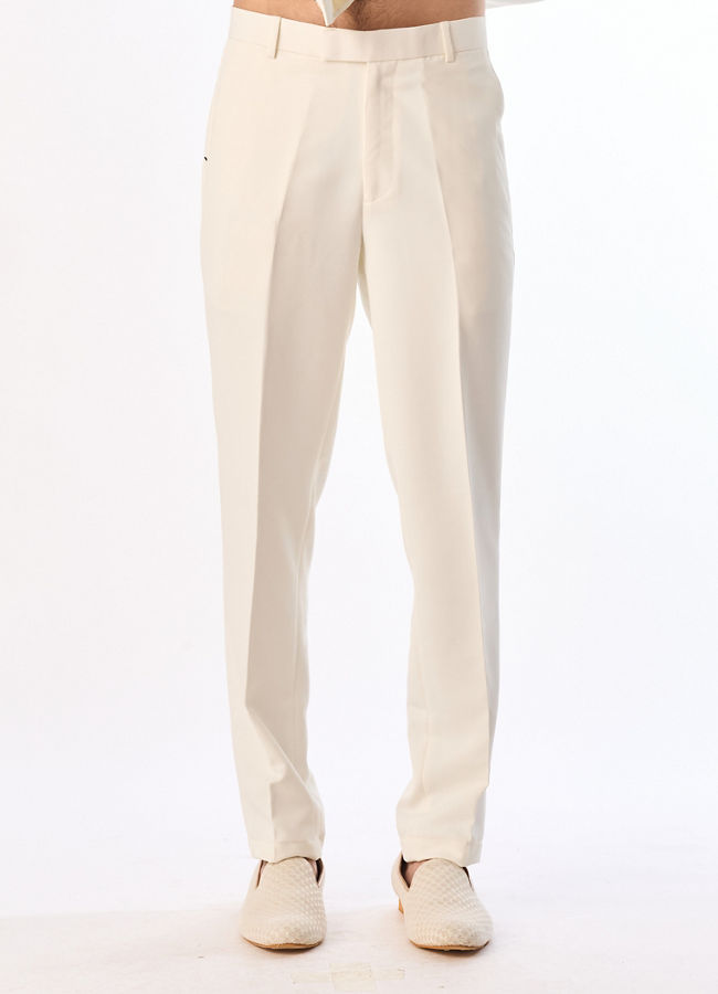 Manyavar Men Cream Colored Rayon Indo Western Ensemble