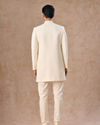 Manyavar Men Cream Colored Rayon Indo Western Ensemble