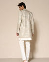 Manyavar Men Green Brocade Indo-Western Set with Pant and Mala