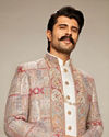 Manyavar Men Royal Red Brocade Indo Western