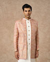 Manyavar Men Pink Brocade Indo Western with Embroidery