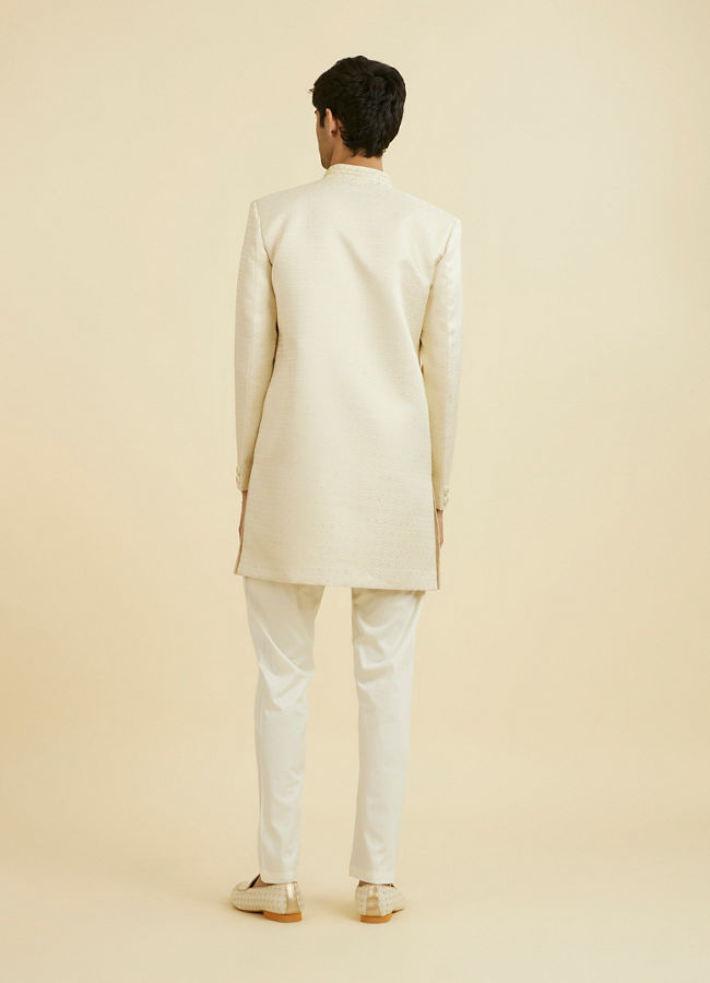 Manyavar Men Beige Brocade Elegance Indo Western