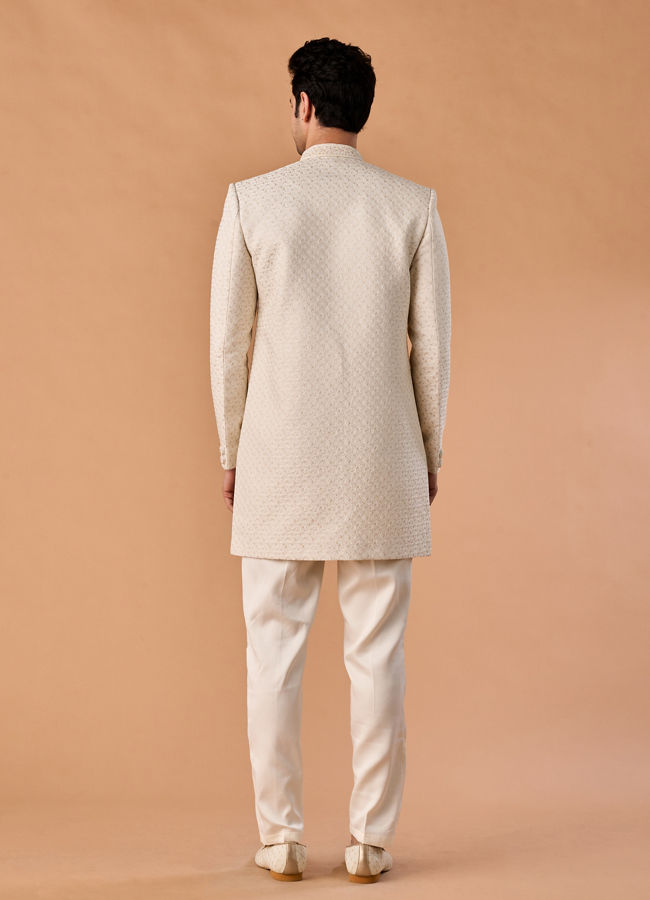 Manyavar Men Majestic Cream Brocade Indo-Western