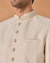 Manyavar Men Majestic Cream Brocade Indo-Western