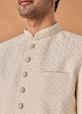 Manyavar Men Majestic Cream Brocade Indo-Western