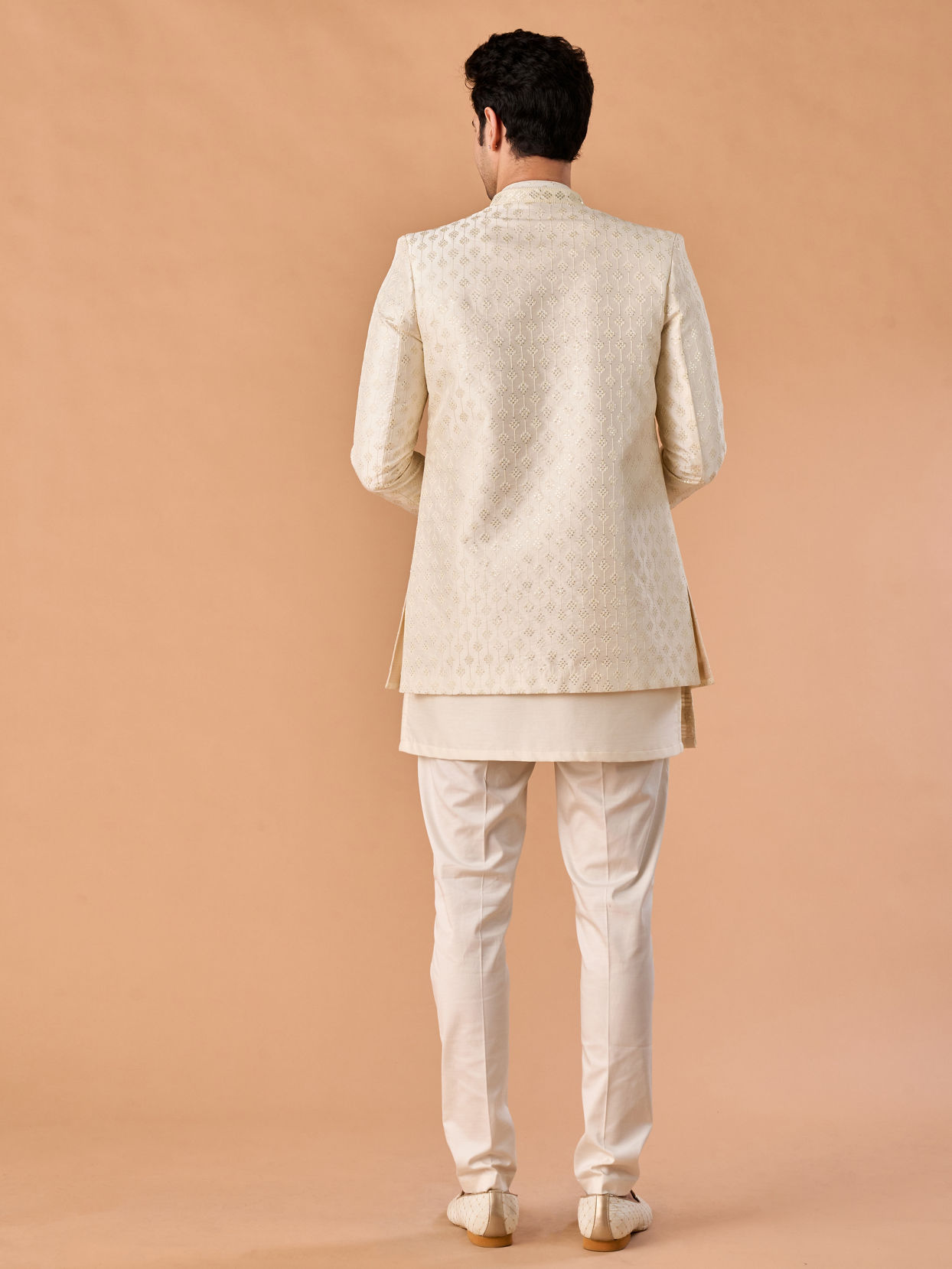 Manyavar Men Elegant Cream Radiance Indo Western