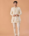 Manyavar Men Elegant Cream Radiance Indo Western