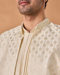 Manyavar Men Elegant Cream Radiance Indo Western
