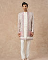Manyavar Men Cream Brocade Indo Western with Floral Design