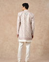 Manyavar Men Cream Brocade Indo Western with Floral Design