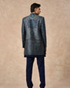 Manyavar Men Dark Blue Brocade Indo Western with Embroidery