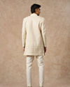 Manyavar Men Beige Tissue Indo-Western with Embroidery