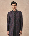 Manyavar Men Black Brocade Indo Western