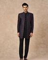 Manyavar Men Black Brocade Indo Western