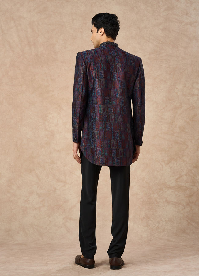 Manyavar Men Black Brocade Indo Western