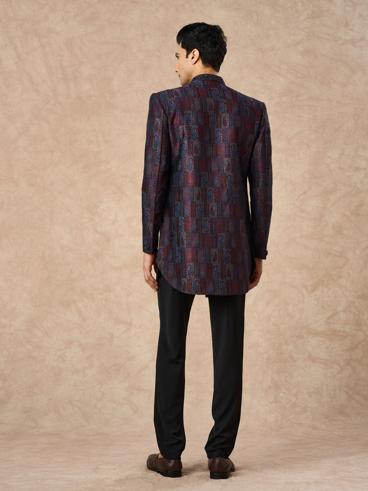 Manyavar Men Black Brocade Indo Western