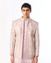 Manyavar Men Purple Brocade Indo Western with Embroidery