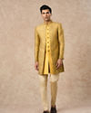 Manyavar Men Yellow Brocade Indo Western with Embroidery
