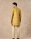 Manyavar Men Yellow Brocade Indo Western with Embroidery