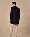 Manyavar Men Dark Blue Velvet Indo Western