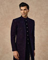 Manyavar Men Dark Blue Velvet Indo Western