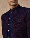 Manyavar Men Dark Blue Velvet Indo Western