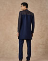 Manyavar Men Dark Blue Art Silk Indo Western