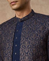Manyavar Men Dark Blue Art Silk Indo Western