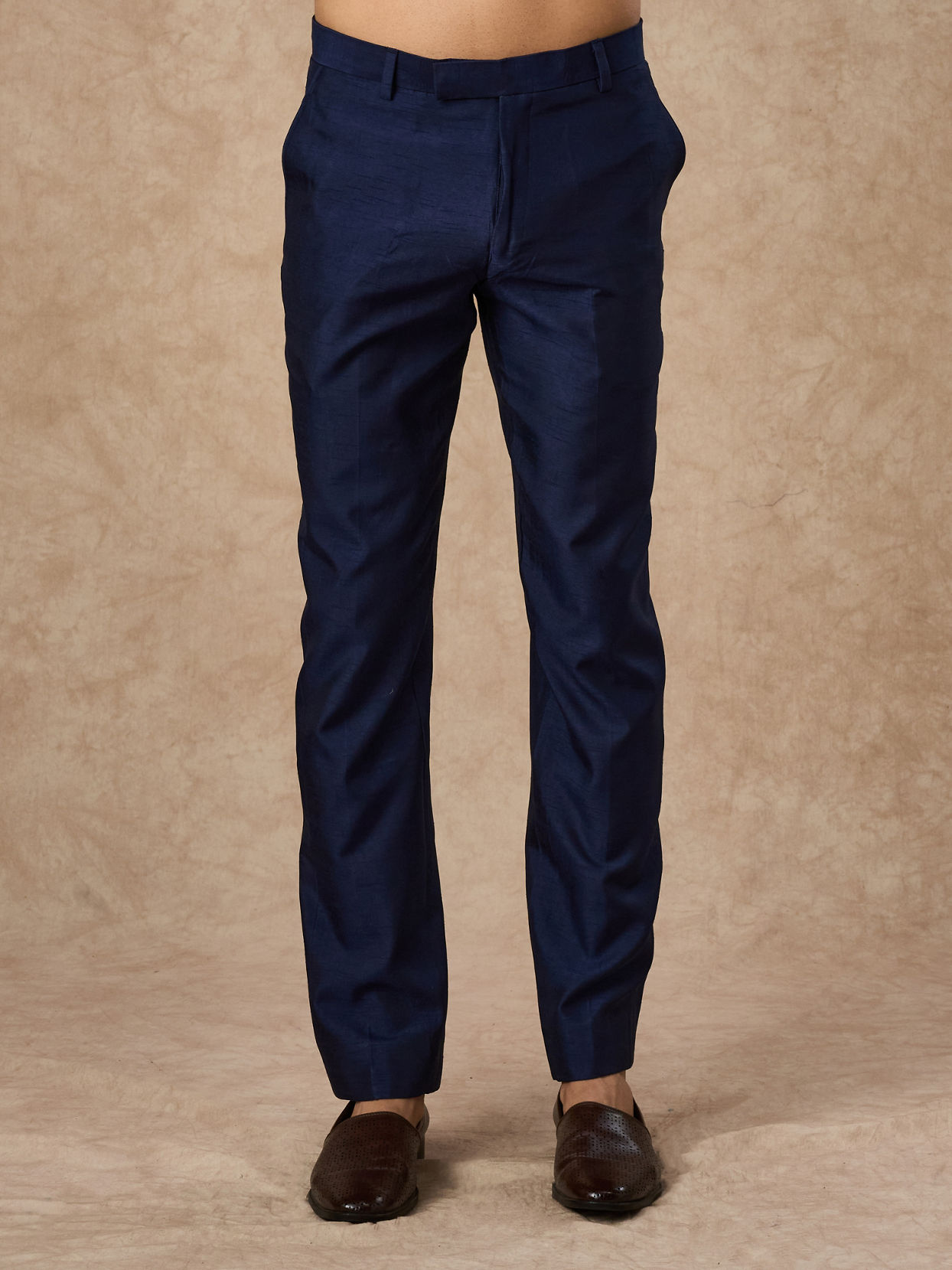 Manyavar Men Dark Blue Art Silk Indo Western