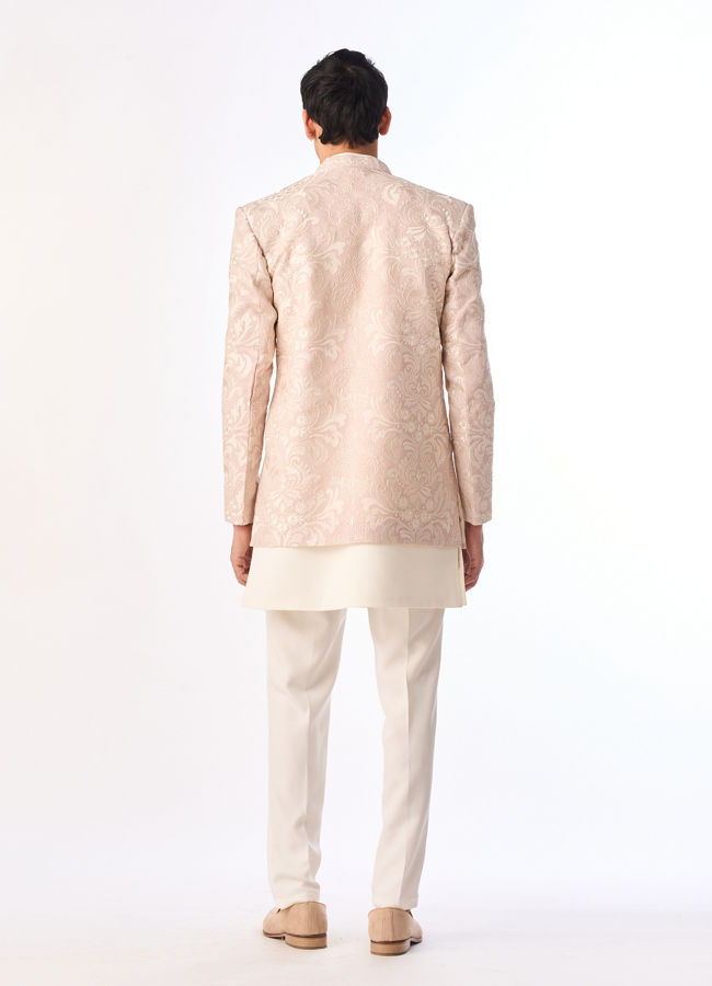 Manyavar Men Pink Georgette Indo-Western Set
