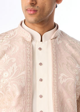 Manyavar Men Pink Georgette Indo-Western Set