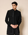 Manyavar Men Black Velvet Indo Western with Embroidery