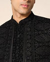 Manyavar Men Black Velvet Indo Western with Embroidery