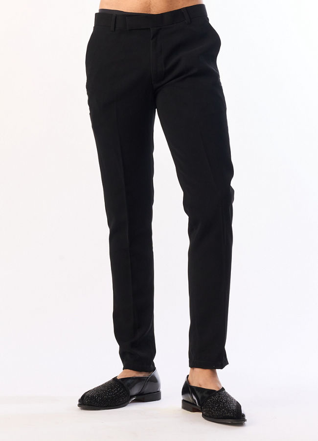 Manyavar Men Black Blended Rayon Indo Western Suit with Embroidered Detail