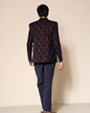 Manyavar Men Dark Blue Velvet Jodhpuri Suit with Embroidery