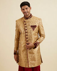 Manyavar Men Golden Fawn Classic Indo Western Set