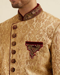 Manyavar Men Golden Fawn Classic Indo Western Set