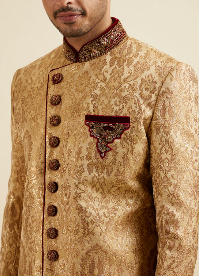 Manyavar Men Golden Fawn Classic Indo Western Set