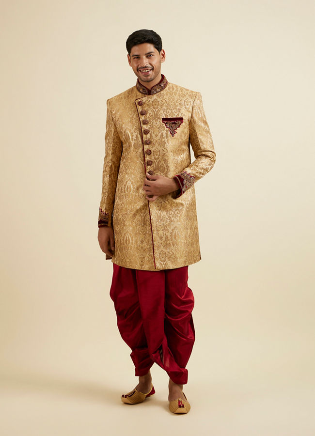 Manyavar Men Golden Fawn Classic Indo Western Set