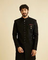 alt message - Manyavar Men Festive Black Indo Western Set image number 0